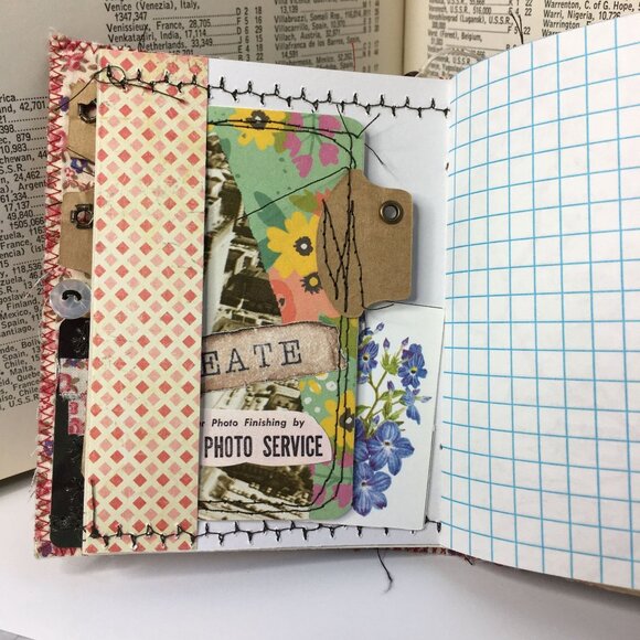 Custom Junk Journal Collage Cover Removable Ephemera Mini Art Book Diary 9 u - Picture 7 of 10